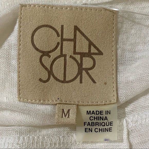 Chaser Blouse ButtonUp Top White Elbow Sleeve - Picture 7 of 10